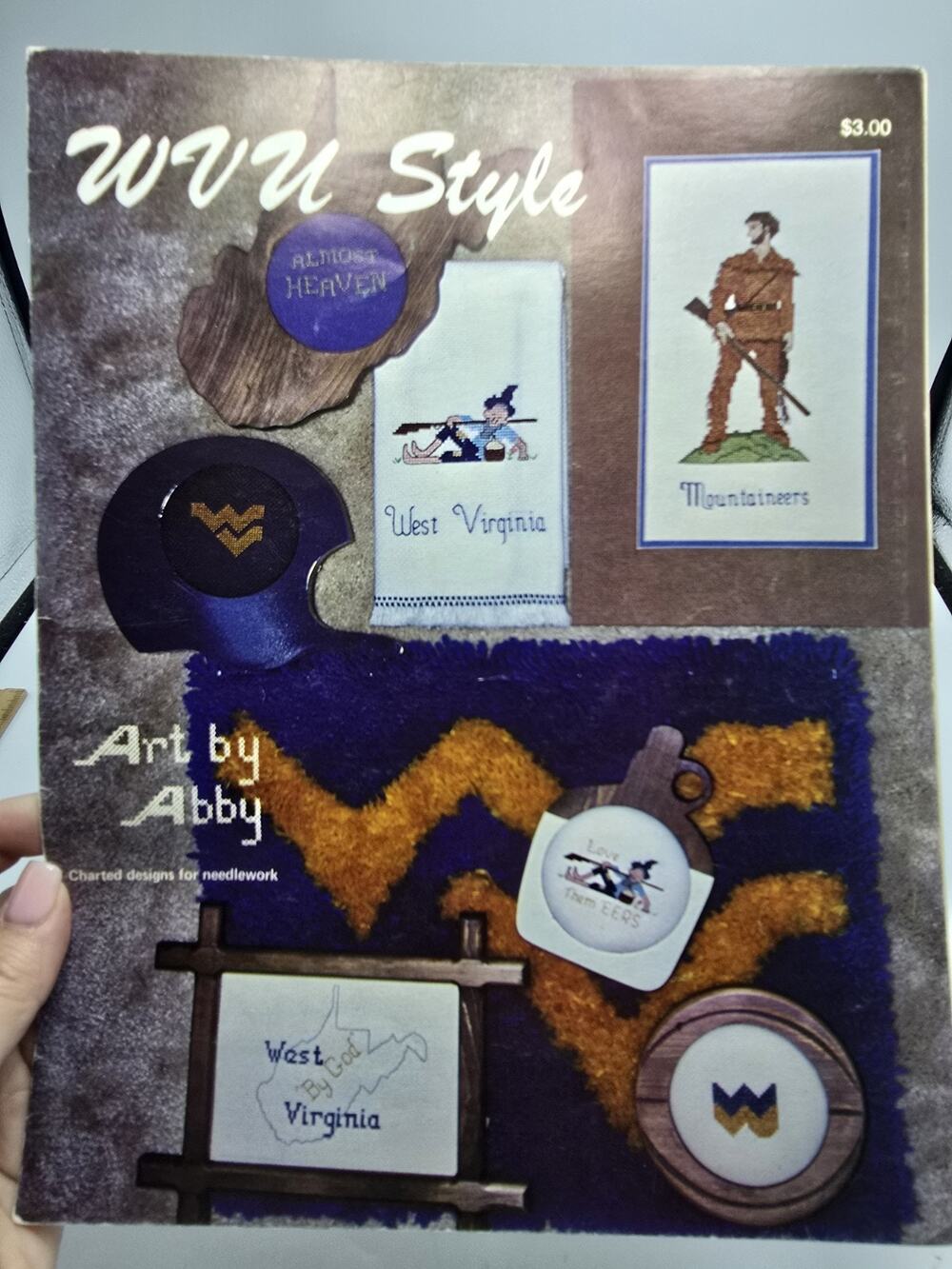WVU ART BY ABBY 1981, West Virginia University Cross Stitch Chart